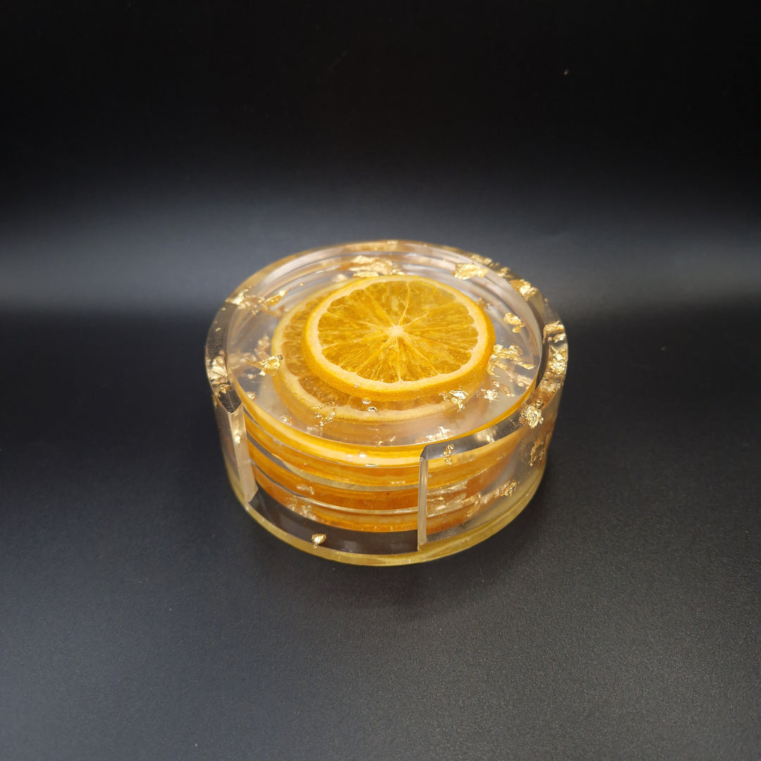 Epoxy Coasters with Orange Slice