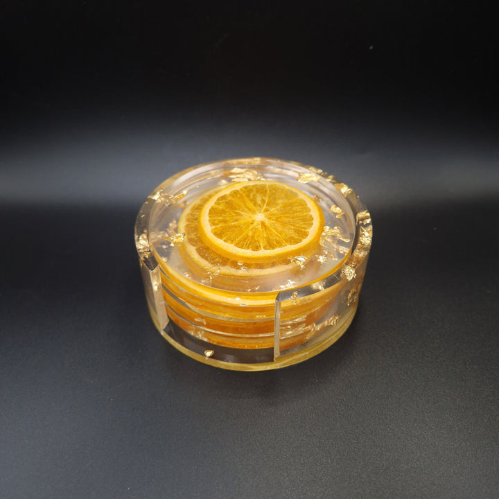 Epoxy Coasters with Orange Slice