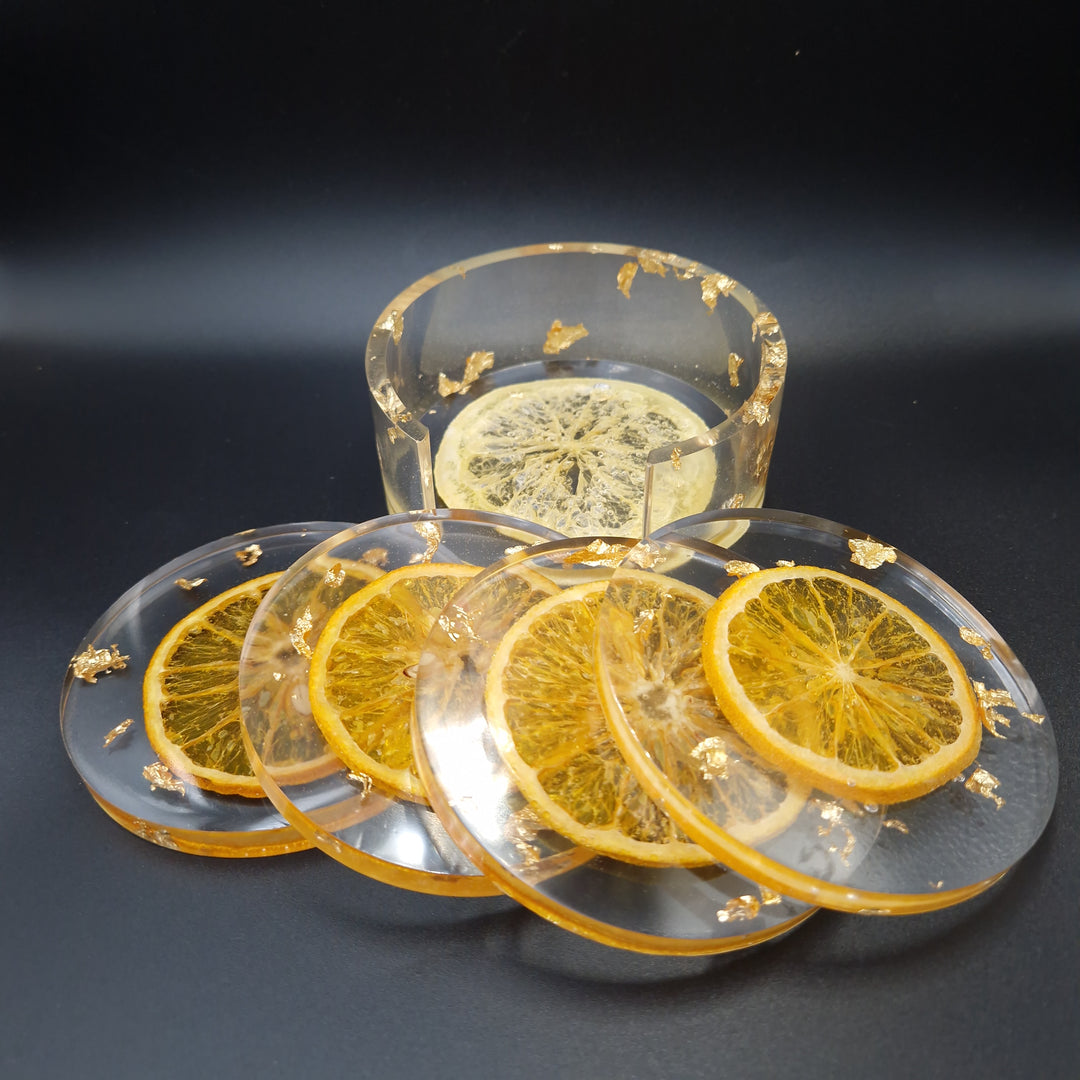 Epoxy Coasters with Orange Slice